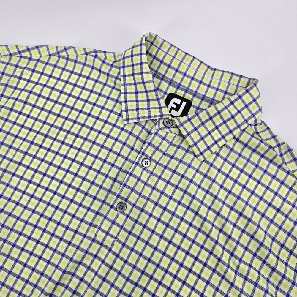 Footjoy Shirt Mens XL Golf Polo Green Plaid Performance‎ Outdoors Breathable